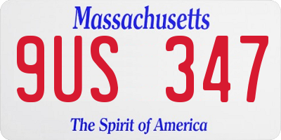 MA license plate 9US347