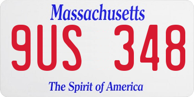 MA license plate 9US348