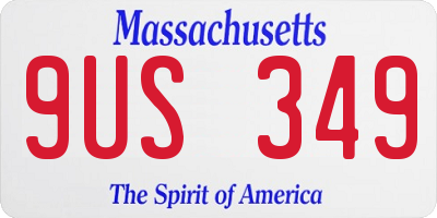 MA license plate 9US349