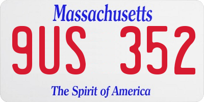 MA license plate 9US352