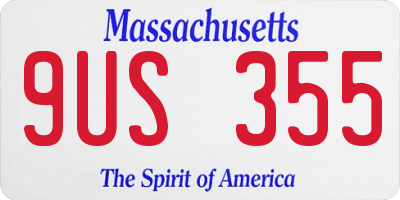 MA license plate 9US355