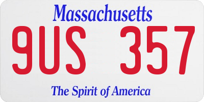 MA license plate 9US357