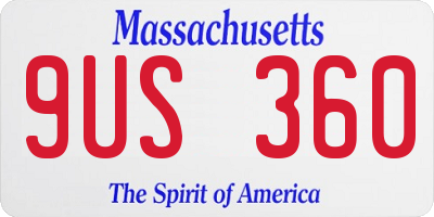 MA license plate 9US360