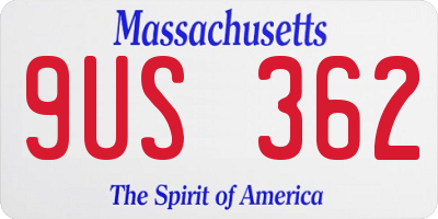 MA license plate 9US362