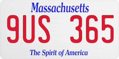 MA license plate 9US365