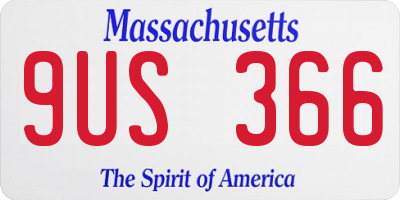 MA license plate 9US366