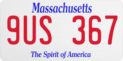 MA license plate 9US367