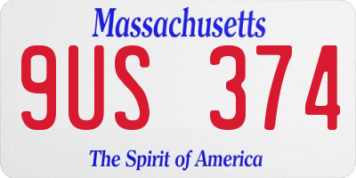 MA license plate 9US374