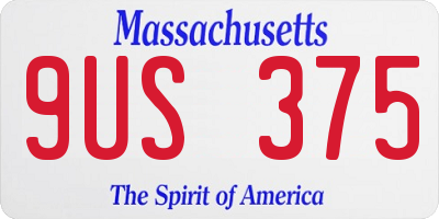 MA license plate 9US375