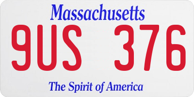 MA license plate 9US376