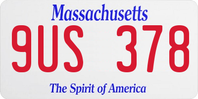MA license plate 9US378