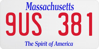MA license plate 9US381