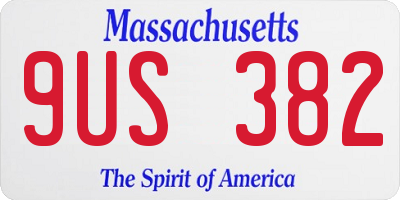MA license plate 9US382