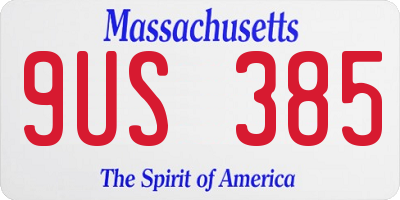 MA license plate 9US385