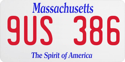 MA license plate 9US386