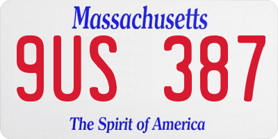 MA license plate 9US387