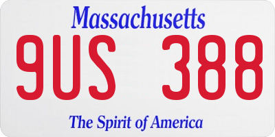 MA license plate 9US388