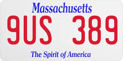 MA license plate 9US389