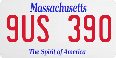 MA license plate 9US390