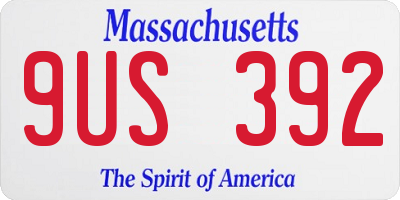 MA license plate 9US392