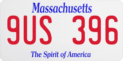 MA license plate 9US396