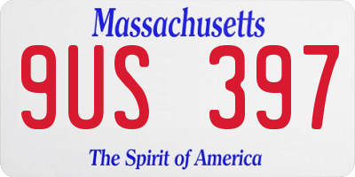 MA license plate 9US397