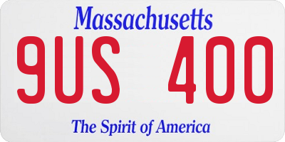 MA license plate 9US400