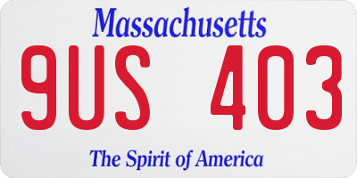 MA license plate 9US403