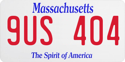 MA license plate 9US404