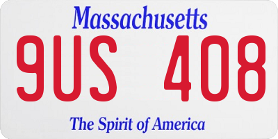 MA license plate 9US408