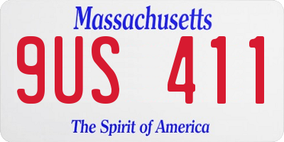MA license plate 9US411