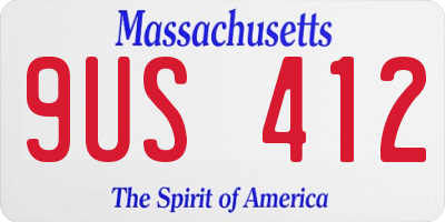 MA license plate 9US412