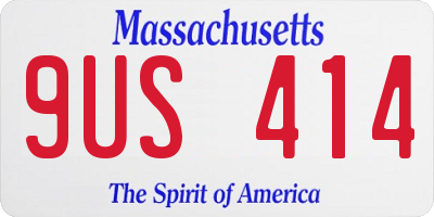 MA license plate 9US414