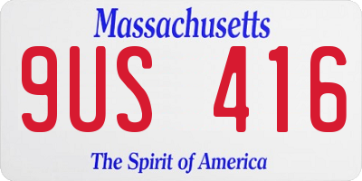 MA license plate 9US416