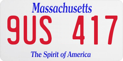 MA license plate 9US417