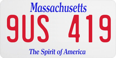 MA license plate 9US419