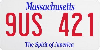 MA license plate 9US421