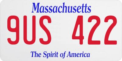 MA license plate 9US422