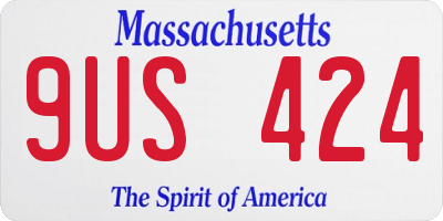 MA license plate 9US424