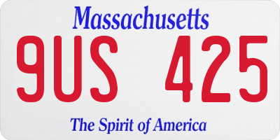 MA license plate 9US425