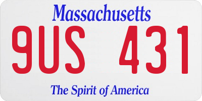 MA license plate 9US431
