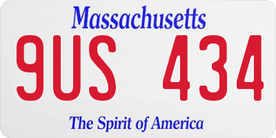 MA license plate 9US434