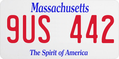 MA license plate 9US442