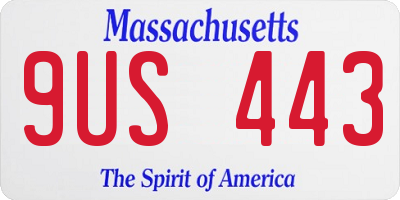 MA license plate 9US443
