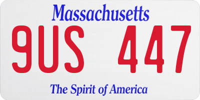 MA license plate 9US447