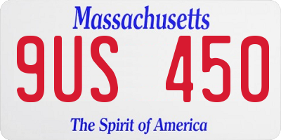 MA license plate 9US450