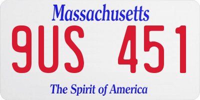 MA license plate 9US451