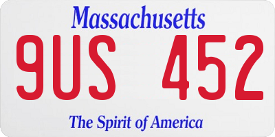 MA license plate 9US452
