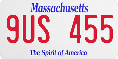 MA license plate 9US455