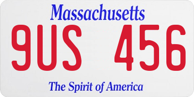 MA license plate 9US456